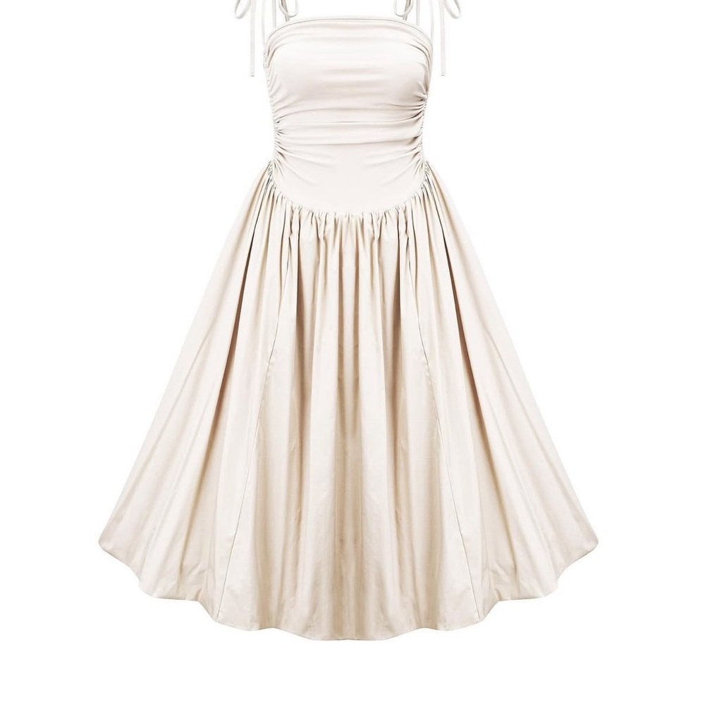 Amy Lynn Milk Puffball Midi Dress